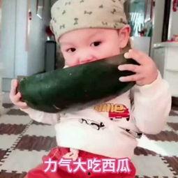 娃娃吃瓜的视频,萌态十足，萌娃美食瞬间走红网络